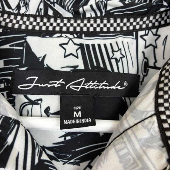 Just Attitude Rise Above Anime Comic Print Button Up Shirt Size Medium - Picture 2 of 6